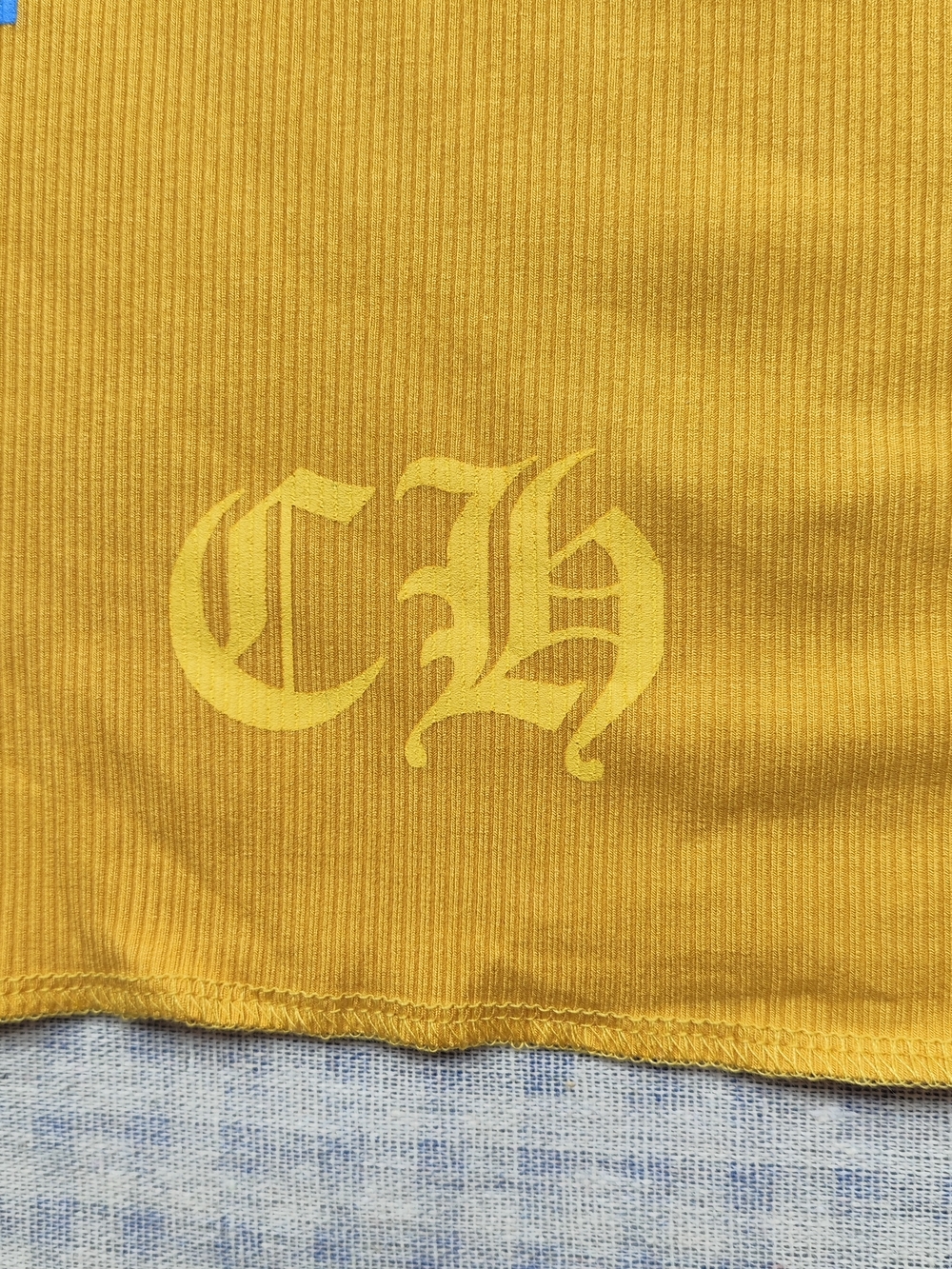 Yellow Graphic Tank Top with Blue Accents - Picture 3 of 8